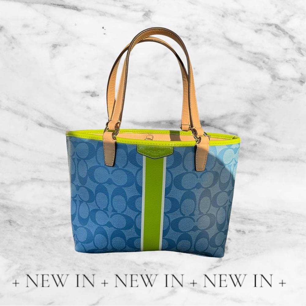 "Coach Mini City  Blue Leather Hand-Bag